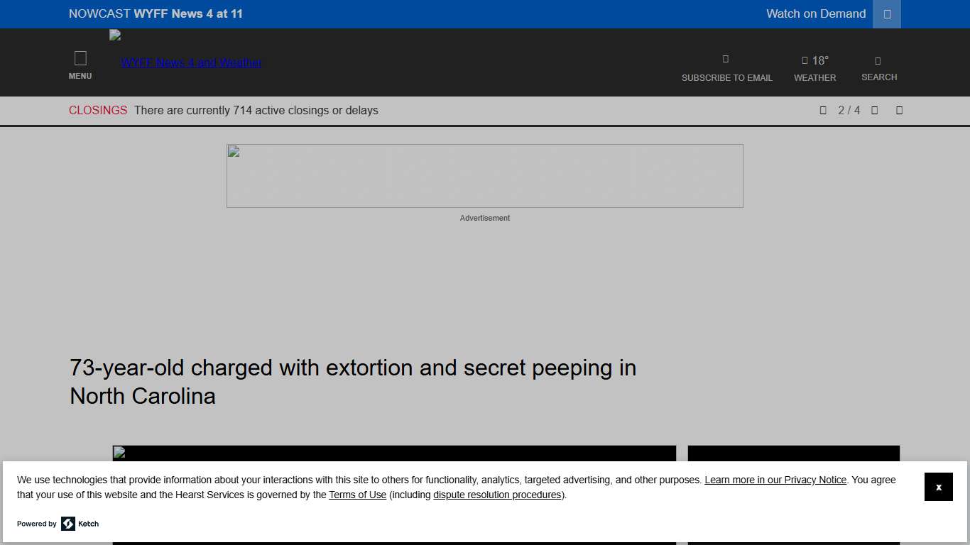 NC: 73-year-old charged with extortion and secret peeping