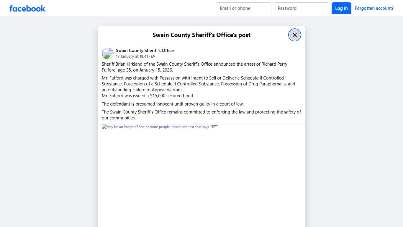 Sheriff Brian Kirkland of... - Swain County Sheriff's Office Facebook